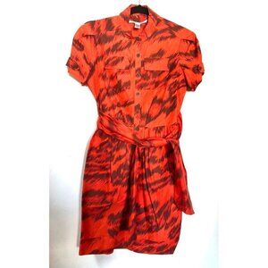 Diane von Furstenberg DVF Hoya Tiger Button Short Sleeve Shirtdress Sz 0